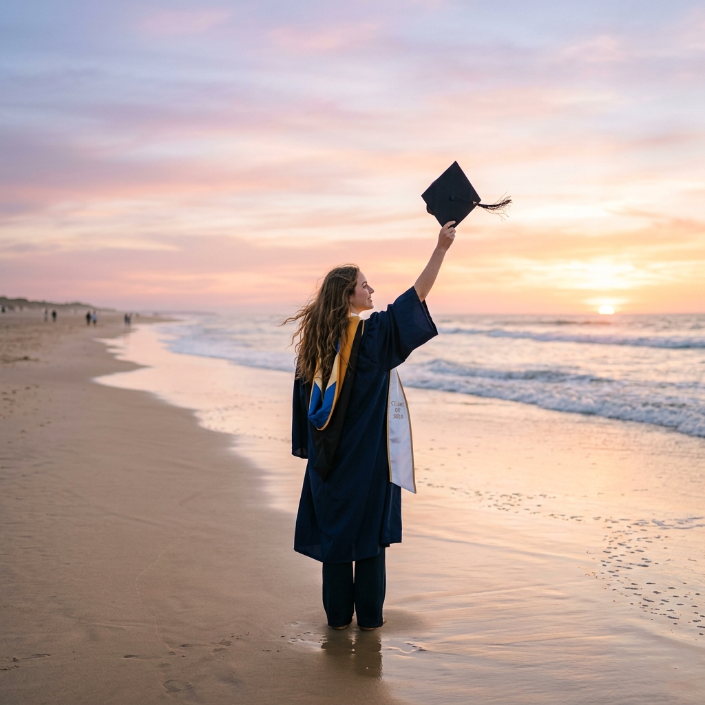 Coastal Beach Graduation Sunset